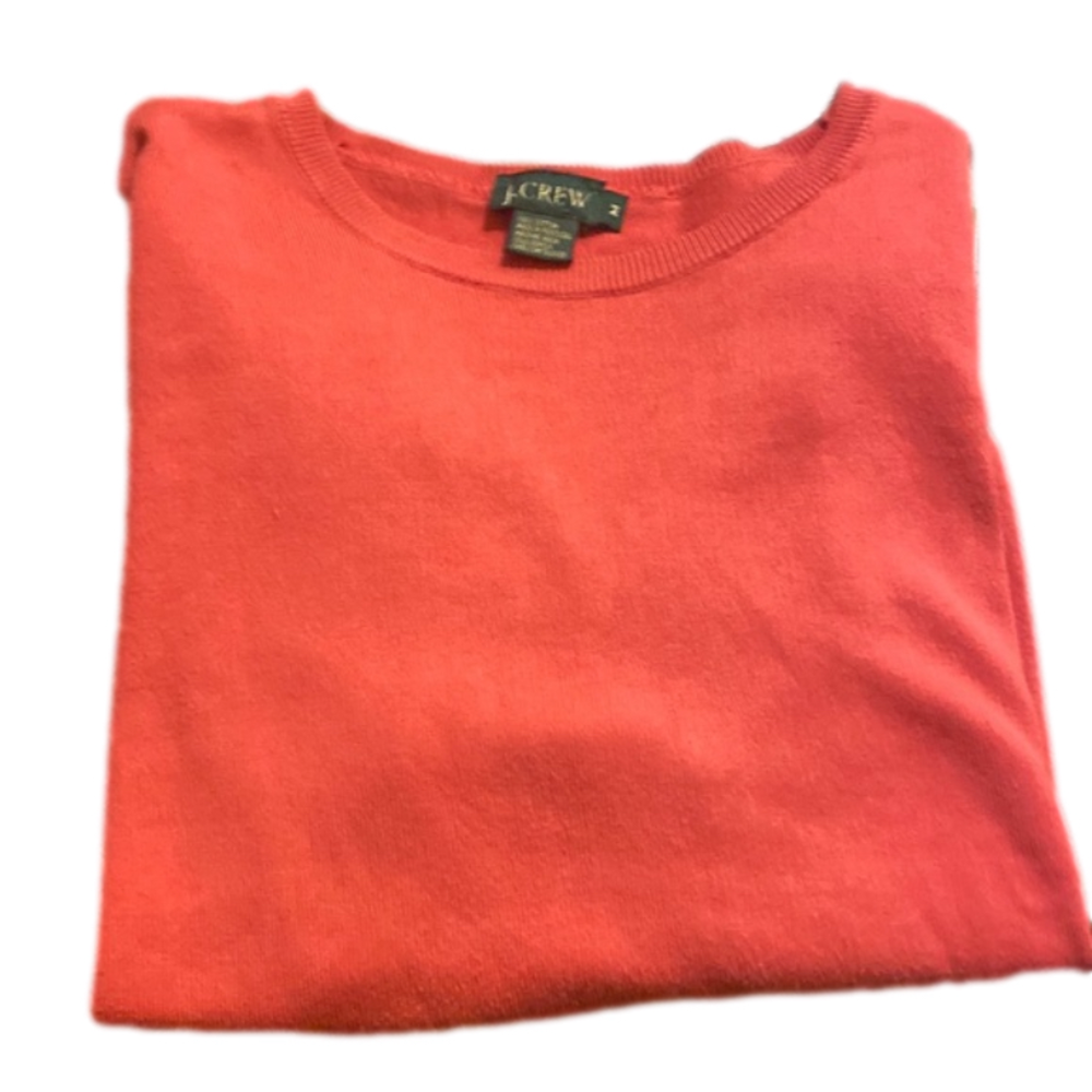 J Crew Light Red Short Sleeve Sweater Size Medium - Picture 1 of 8